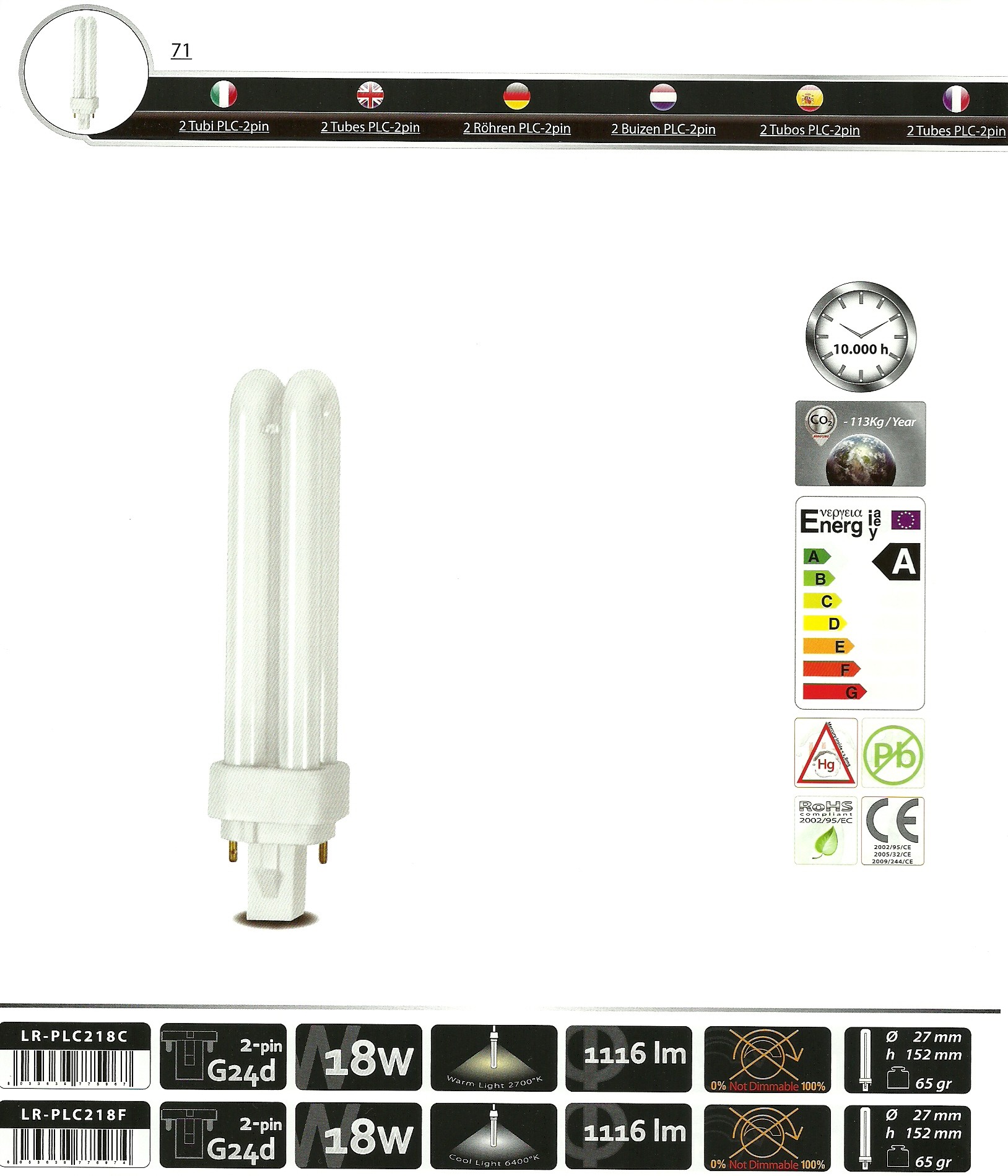 Light 2Tubi PLC-2pin Light 2Tubi PLC-2pin
